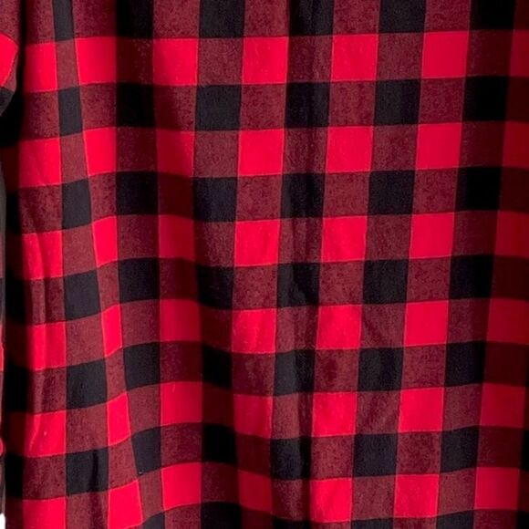 Woolrich Checked Flannel Button Front Long Sleeve Nightgown Black Red M - Picture 6 of 6